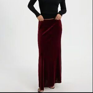 EXPRESS HIGH WAISTED PULL ON BLACK VELVET MAXI SKIRT NWOT $80 XS